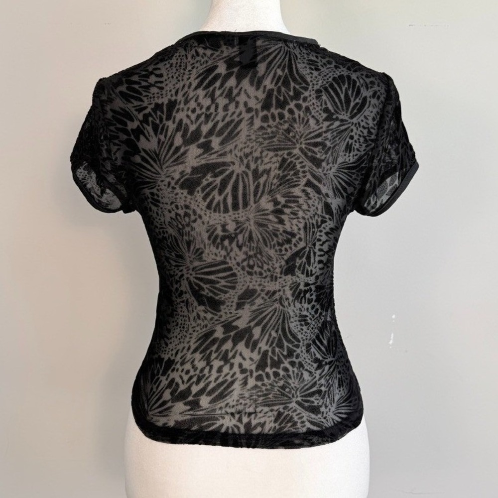 Black Velvet‎ Burnout Babydoll Sheer Back Top Medium Lace Fairy Grunge - Picture 6 of 10